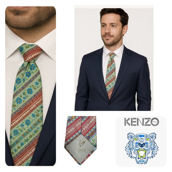 Kenzo Men Accessories Floral Tie Made In Italy Limited Edition VHTF Rare - Picture 1 of 8